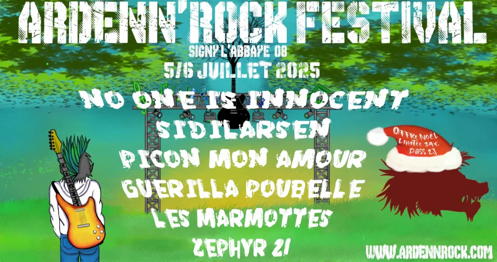 1ère affiche du festival rock Ardenn'Rock à Signy-L'Abbaye avec No one is innocent