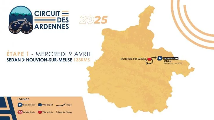 1ère étape du Circuit des Ardennes le 9 avril 2025 de Sedan à Nouvion sur Meuse