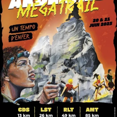 Affiche 2025 de l'Ardennes Méga Trail 2025 qui se déroule dans les Ardennes à Les Hautes Rivières les 20 et 21 juin 2025