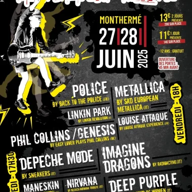 affiche 2025 du Festibarock'In à Monthermé dans les Ardennes avec 10 groupes, tributes, reprises de groupes légendaires